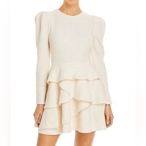 AQUA Puff Sleeve Ruffle Bottom Dress